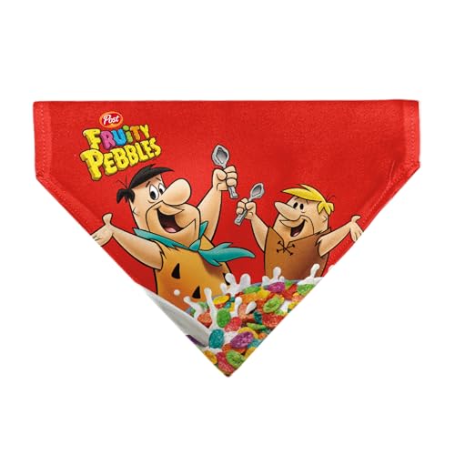 The Flintstones Pet Bandana Fruity Pebbles Fred and Barney Rubble Cereal Box Print Multi Slip On Collar Bandana Only