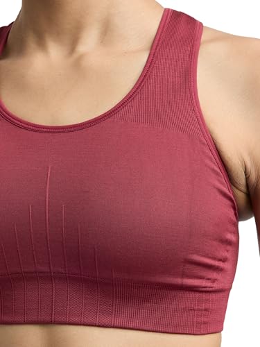 Champion Women's Infinity Racerback Sports Bra, Moderate Support, Seamless, Moisture Wicking, Pomegranate - C Logo, X-Small - image 3