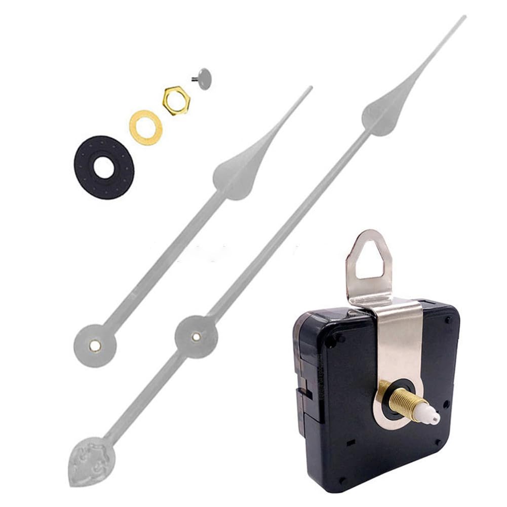DIY Large Wall Clock Movement, Motor Movement Large Long Hands Kit, Silent Quartz Clock Mechanism Movement Kits, High Torque ClockMovement Replacement Repair (Silver 2) — image 1