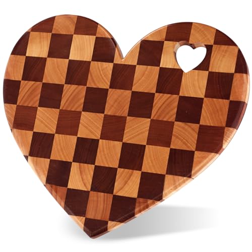 Tabla de cortar de madera de acacia forma corazón 30x25 cm miniatura 1