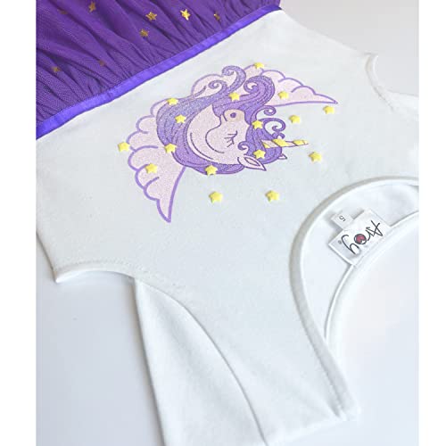 Purple Unicorn Tutu Dress for Girls Casual Short Sleeve Princess Party Wedding Birthday Tulle Girl Dresses for Girl 3-7Y3