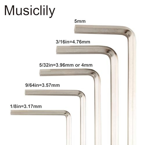 Musiclily Pro Hardened Steel 5Pcs Allen Keys Hex Wrenches Set for Guitar Bass Truss Rod Adjustment