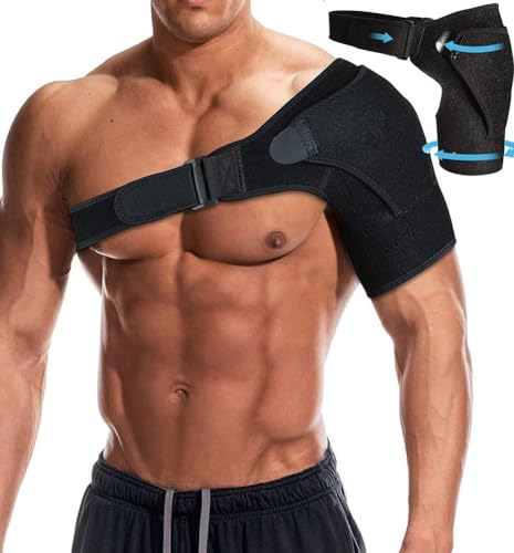 Black Shoulder Brace, Rotator Cuff Support Brace with Ice Pack In...