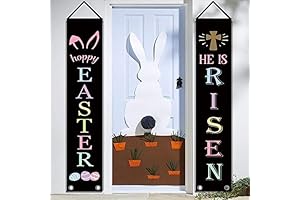 He is Risen Religious Cross Christian Door Banner