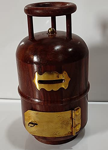 Wooden Money Bank (Coin Box) Antique Gas Cylinder Design from Sawantwadi