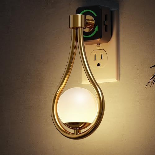 Image of L LOHAS LED Night Lights Plug Into Wall: Dusk to Dawn Sensor, Soft White 3000K Nightlight, 0-100LM Adjustable Brightness, 330Rotating Plug in Night Light for Bathroom, Hallway, Bedroom, Stairway