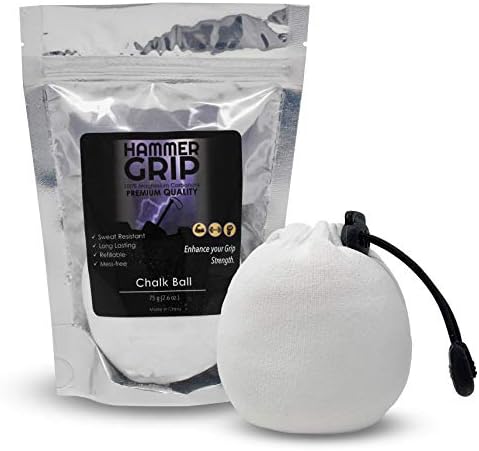 Hammer Grip Chalk Ball 75g (2.6oz) Refillable Chalk Bag for Rock Climbing, Weightlifting, Gymnastics, Bodybuilding, Bowling, and Many More