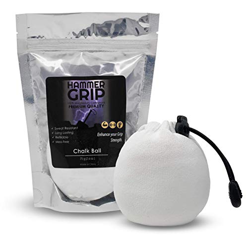 Hammer Grip Chalk Ball 75G (2.6Oz) Refillable Chalk Bag For Rock Climbing, Weightlifting, Gymnastics, Bodybuilding, Bowling, And Many More #TOP25