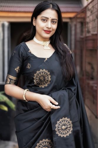 Image of SGF11 Women's Kanjivaram Soft Silk Saree With Unstitched Blouse Piece