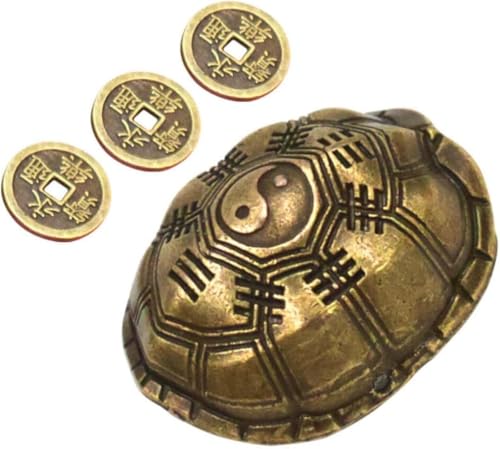 Getgen1 セット 亀 甲羅 ペンダント オフィス 調度品 中国風 デザイン コイン おみくじ 占い ゲーム 小道具 亀 甲羅 像 おみくじ 占い コイン 占い 小道具 亜鉛 合金