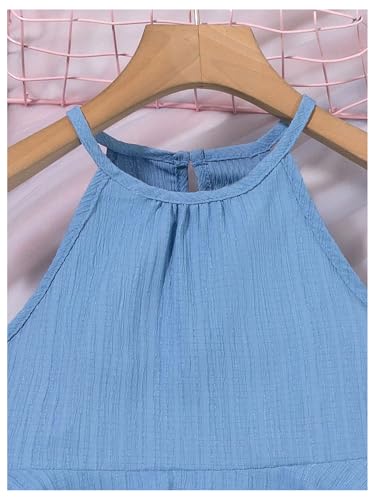 Image of SweatyRocks Girl's 2 Piece Outfits Ruffle Halter Sleeveless Top and Elastic High Waisted Pants Set