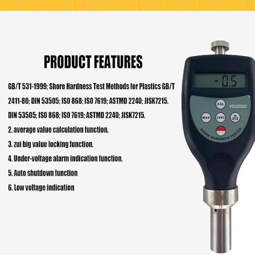 VTSYIQI Shore Hardness Tester Test Stand Shore A Durometer Test Stand for Soft Elastic Shore Soft Rubber with Shore A Durometer Resolution 0.1H Range 10HC~90HA