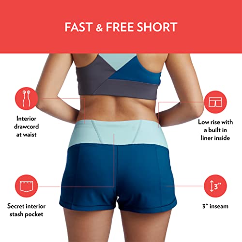 Goal Five Fast And Free Lined 3" Training Short For Women, Performance Athletic Short, Womens Workout Shorts, Dark Teal/Aruba, L #TOP1