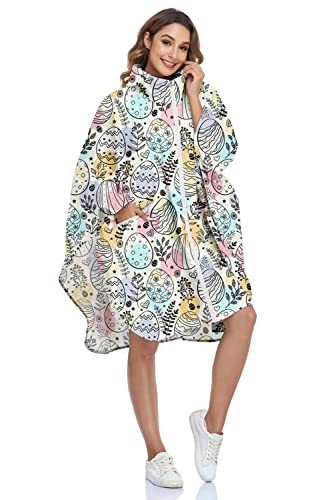 SANMM Rain Ponchos for Adults Womens Packable Waterproof Hooded Jackets