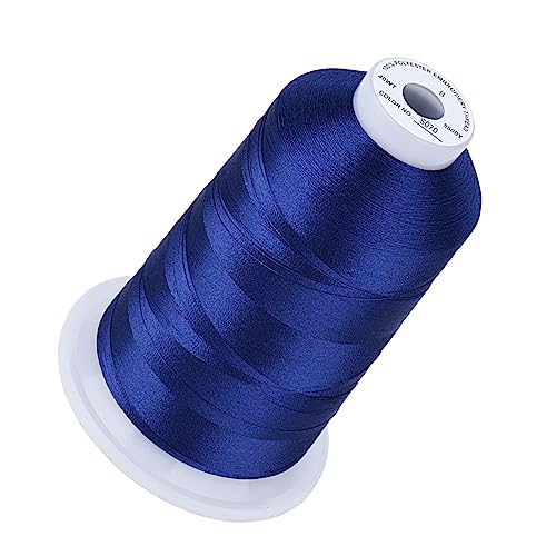 Image of Simthread 5000M 40WT Polyester Embroidery Thread, Indigo Blue S070 | 5000M 40WT polyester thread feeds smoothly for machine embroidery, monograms, logos, patches and quilting.