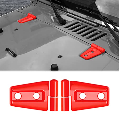 CheroCar for JK Hood Hinge Cover Exterior Decoration Kits Accessories for Jeep Wrangler JK 2007-2017,Red