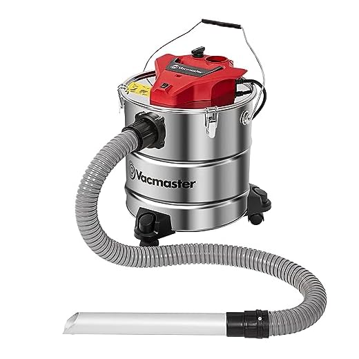 Vacmaster EAV508S 1101 5-Gallon 8 Amp Ash Vacuum Cleaner Stainless Steel Tank with HEPA Filter & Hose Accessories, 5 Gal, Red