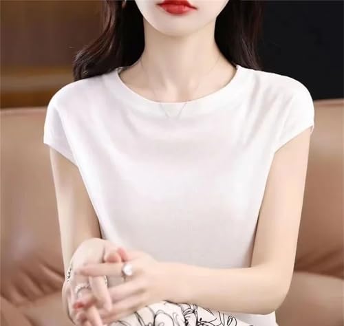 Women's Knit Ice Silk Short Sleeve Sweater Summer Thin Loose Fit T-Shirt Pullover3