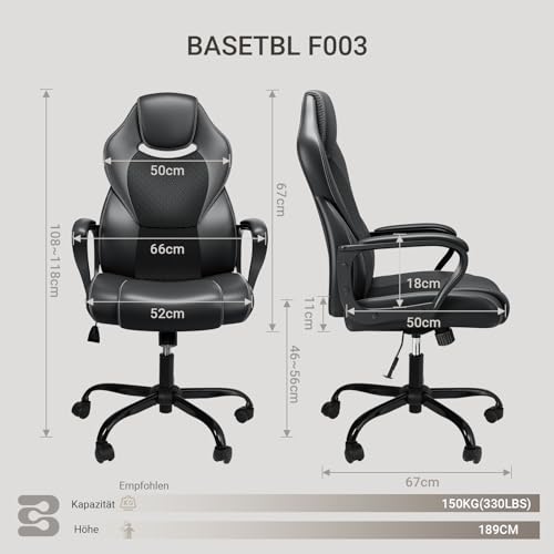 Basetbl Gaming Chair Ergonomischer Drehstuhl für Büro und Gaming