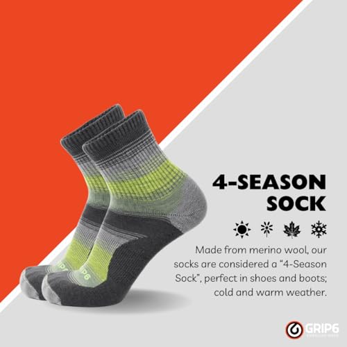 GRIP6 Wool Micro-Crew Socks: Lightweight Wool Socks for Hiking, All Day Comfort - Wicking Crew Socks for Men and Women3