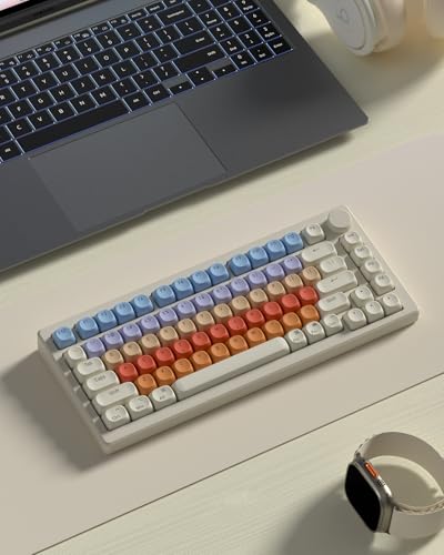 Image of Macaron Cream PBT Keycaps, Cute Pastel MOA Profile Keycaps, Dye-Sublimation Custom 125 Keys Key caps Set for Cherry Gateron MX Swithes Mechanical Keyboards