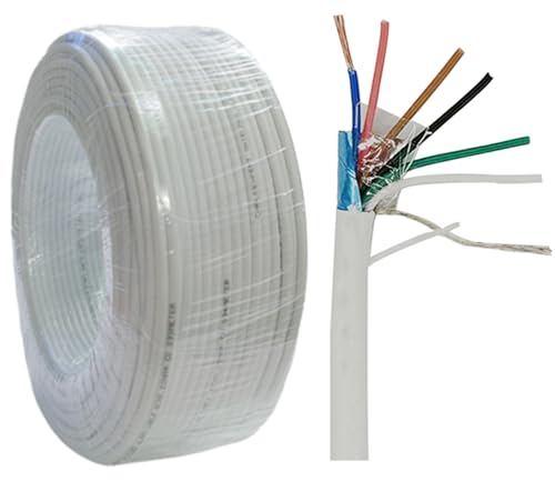 Cable de alarma blindado, 6 C x 0,22 m², cable de alarma CCA, cable de control de alarma, cable de seguridad, aluminio recubierto de cobre, para estación antirrobo de fuego/sonido, cable de seguridad