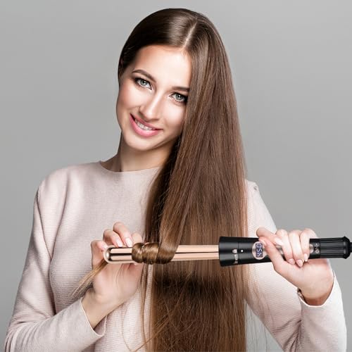 Image of Curling Iron, Curling Wand Set, 24k Gold Instant Heat Up Hair Curler with Interchangeable Tourmaline Ceramic Barrels, Adjustable Temperature