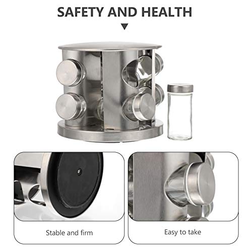 Cabilock Spice Rack Com Frascos 8 Bancada Bancada Cremalheira Do Spice Spice Torre Redonda Cremalhei