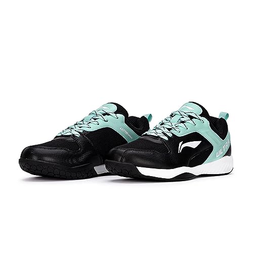Image of Li-Ning Ultra Speed Non-Marking Badminton Shoe|Indoor Sports|Stability Heel, Prototypical Sole, Lightweight Shoe (Black /Yucca,UK 10)