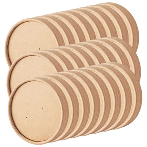 CONGARTENO 40pcs Disposable Paper Soup Cup Lids Covers Compatible with Soup Cups Prevent Spills for Takeout and Daily Use