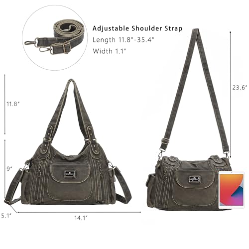Image of Angel Kiss Purses for Women, Large Shoulder Bag Hobo Tote Purse Mutipocket Faux Leather Satchel Hobo Purse