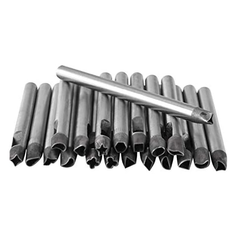 Cikonielf 20 Stück Leder Hohl Locher Leder Punch Set Kohlenstoffstahl Blume Form Leder Handwerk Werkzeug Hohl Locher für Leathercraft Carving DIY Handmade Art Decoration Cover
