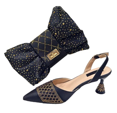 Ensemble talons et strass style italien noir finitions haute couture en 39.5