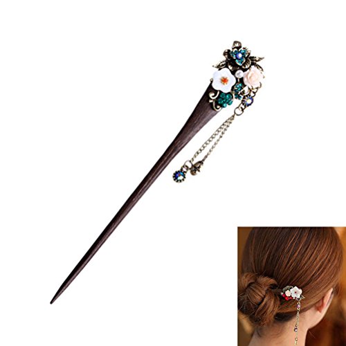 Frcolor Wooden Pin Chinese Hair Sticks with Tassel Retro for Women’s Hair Styling, Blue