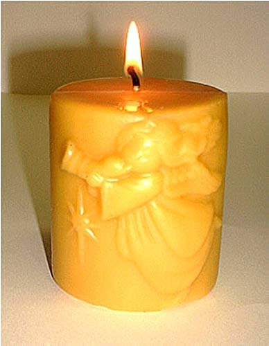 Pure Beeswax Decorative Pillar Candles - Angel Figurine - 2.5 x 3 inch Tall