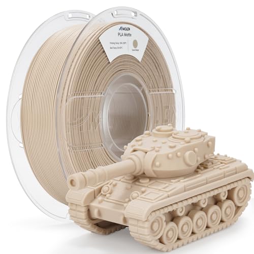 Image of AMOLEN PLA Matte 3D Printer Filament,Sand Beige PLA Filament 1.75mm with Smooth Matte Finish,3D Printing Filament for Most FDM 3D Printers,Dimensional Accuracy + /- 0.02mm,1kg Spool (2.2lbs)