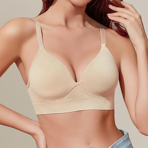 Image of Eleplus 3 Pieces Deep V Wireless Bras for Women Seamless Comfy Bralettes Lightly Lined Multicolors Pack