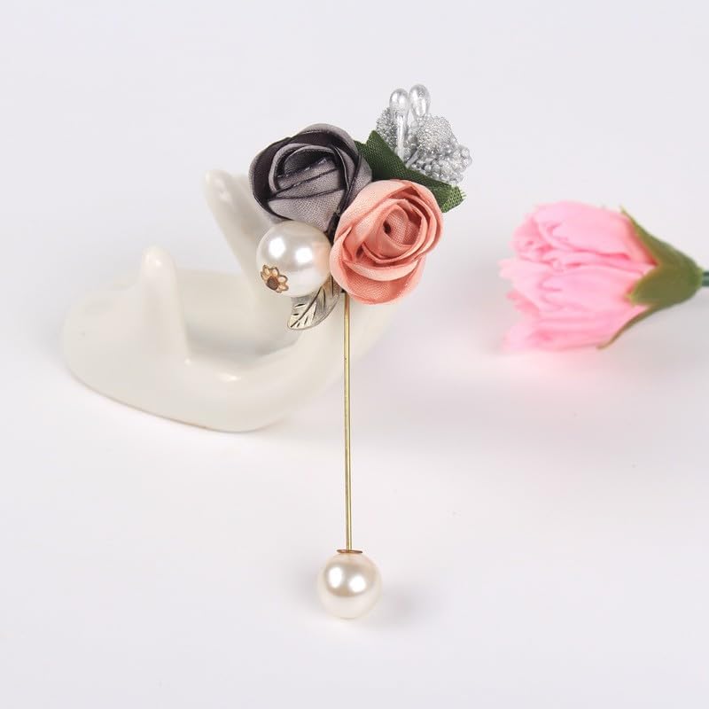 Image of Elegant Floral Brooch Pins for Women, Sweater Shawl Silk Cardigan Lapel Pins, Cardigan Jewelry Suit Shirt Accessory with Crystal CZ Flowers Brooches Pins for Women
