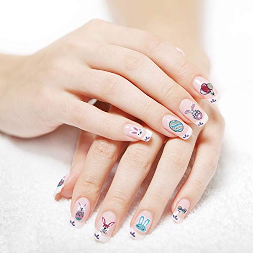 Minkissy osterhasen nagelaufkleber, 20 blätter osterhühnerei nail art aufkleber glitter kaninchen tipps falsche… – Bild 6