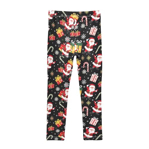 Girls Printed Leggings Yoga Pants Santa Claus Snowflakes Pattern for Kids in 4t to 10 Years, 4T2