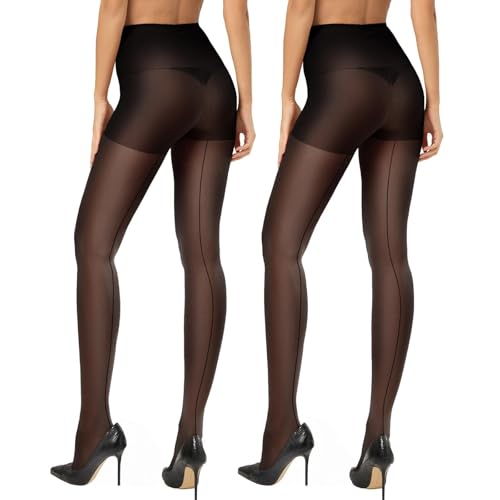 Image of CozyWow Classic Backseam Sheer Tights for Women, 20D Retro Pantyhose Vintage Style,Reinforced Back Seam Stockings Hosiery