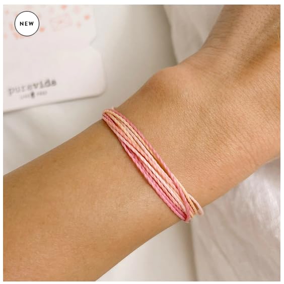 Pura Vida Bracelets Gift Love You Card Bracelet Stack for Women, Pink2
