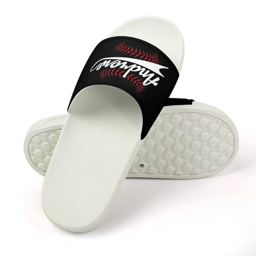 Custom Sports Slides Personalized Slippers - Baseball Sandals Quick Drying Softball Slippers Indoor Outdoor,Gifts for Men Youth Boy (White,Style 8)4