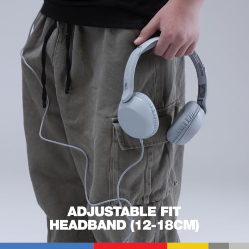 Image of Skullcandy Icon 180 Wired Headphones, Built-in 85dB Volume Limiter, Comfortable On-Ear Fit, Adjustable Headband, Convenient for Travel with 3.5mm AUX Plug, in-Line Microphone - Cement