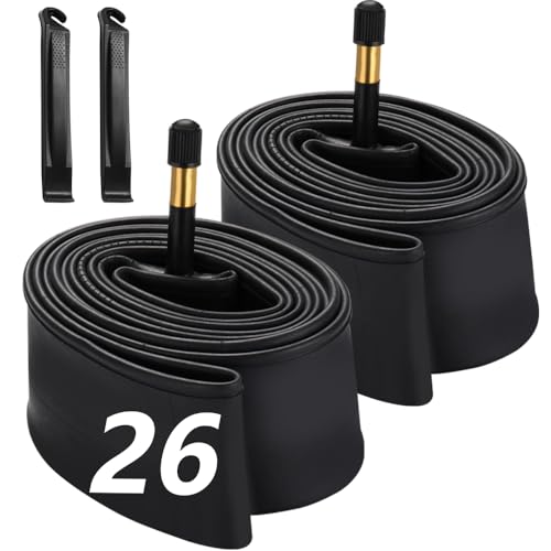 26x2.125/26x2.25/26x2.3/26x2.35 inch Bike Tube with AV48mm Schrader Valve Mountain Bike Inner Tubes Premium Butyl Rubber Bicycle Tube 2 Pack 26 inch E-Bike Tube