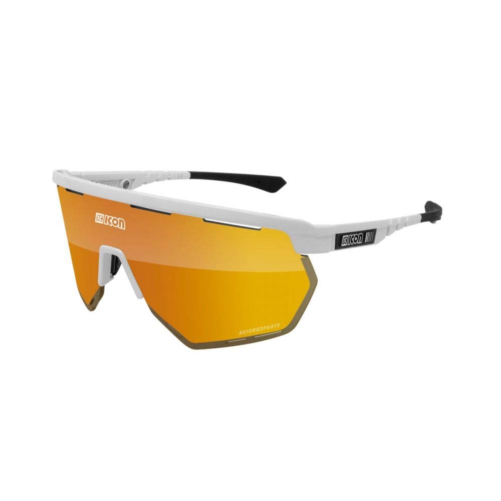 Scicon Sports Aerowing Occhiale Sportivo (Bianco Lucido/Bronzo Specchiato)