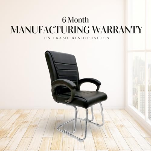 Image of activa Executive Office Visitor Chair | Ergonomic Relax Chair for Study, Home, Reception| Comfortable Cushioned Seat Back, Double Pipe Frame with Arm Rest Guest Seating (1, Black, Regal)