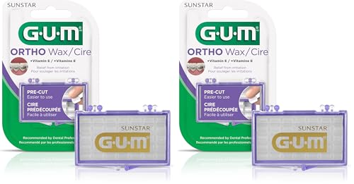 GUM - 723RQC Orthodontic Wax with Vitamin E and Aloe Vera, for Braces, Wires & Partial Dentures (Pack of 2)