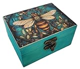 JB&C Premium Bee Trinket Box Small Jewelry Keepsake Box | Earrings Necklace Storage Box for Girls Women | Bee lovers Gift Idea, Animals Ornaments for Home Décor (3BES)