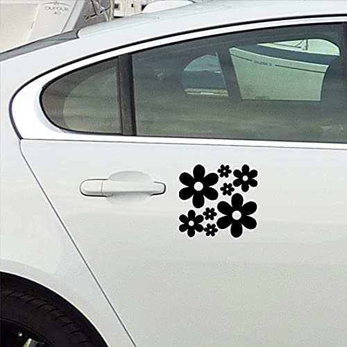 Image of Groovy Daisy Flower (Black) (Set of 2) Premium Waterproof Vinyl Decal Stickers Laptop Phone Accessory Helmet Car Window Bumper Mug Tuber Cup Door Wall Decoration